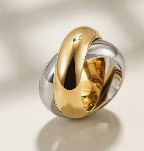 14K Gold Plated Double Cocktail Rings for Women - Image 2