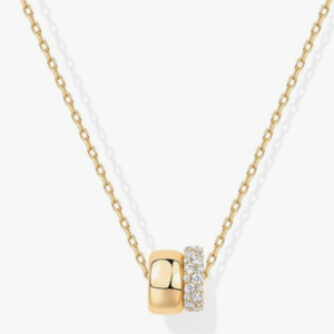 14K Gold Plated Cubic Zirconia Rondelle Pendant Necklace for Women
